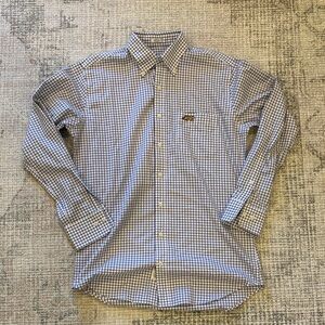 Peter Millar LSU Purple and White Checked Button-Down Shirt